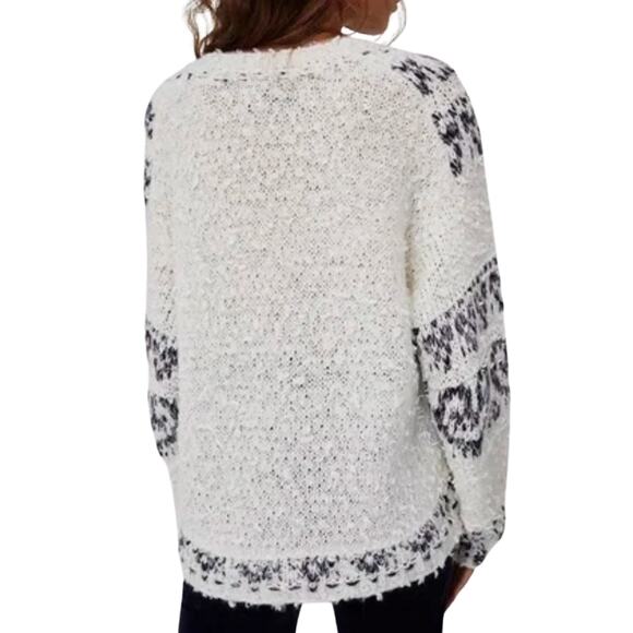 Anthropologie Pilcro Petra Ivory Grey Feathered Oversized Cozy Sweater Sz XS - Picture 15 of 15